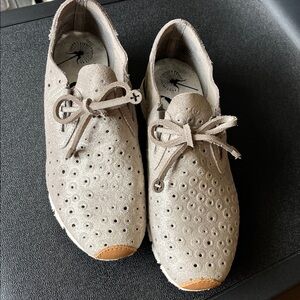 Silver Perforated Lace-Up Shoes